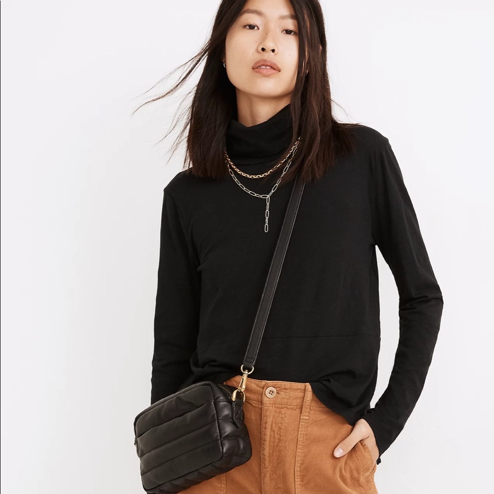 Madewell Cotton Whisper Turtleneck, Black Size XS